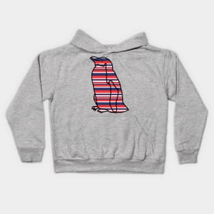 Red and Blue Stripes Penguin Kids Hoodie